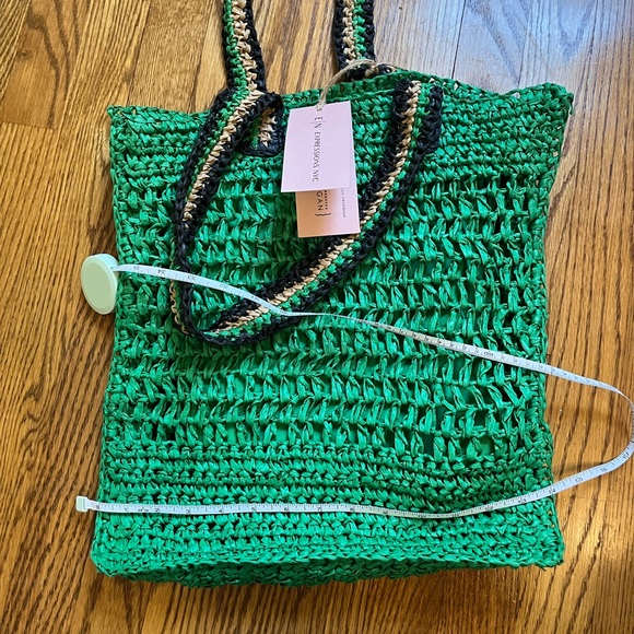 NWT E N EXPRESSIONS Woven Boho Tote Bag Vegan - Picture 10 of 13